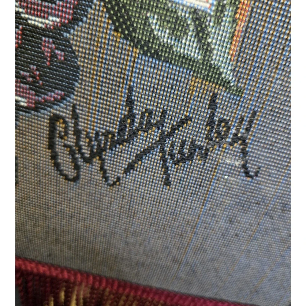 Vintage Glynda Turley Woven Tapestry Table Runner Magnolia & Grapes Fringe 4 Ft